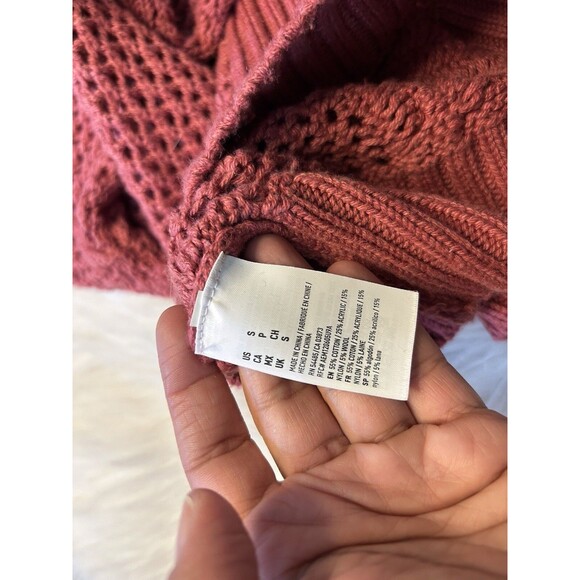 American Eagle Women's Small Rose Mauve Open Knit Sweater - Picture 7 of 7